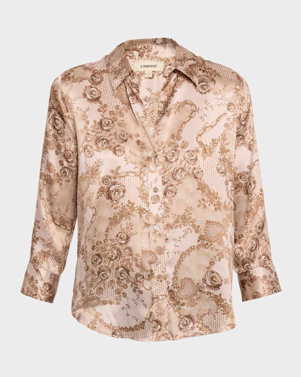Dani Silk Button-Front Blous